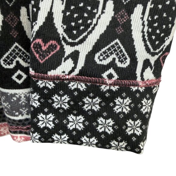 Cuddl Duds Fair Isle Lounge Top Medium Petite Black Penguins Long Sleeve Cozy PJ - Picture 7 of 8